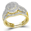 10kt Yellow Gold Women's Round Diamond Cluster Bridal Wedding Engagement Ring Band Set 1/2 Cttw - FREE Shipping (US/CAN)-Wedding Jewelry-6.5-JadeMoghul Inc.