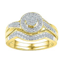 10kt Yellow Gold Women's Round Diamond Cluster Bridal Wedding Engagement Ring Band Set 1/3 Cttw - FREE Shipping (US/CAN)-Wedding Jewelry-6-JadeMoghul Inc.