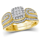 10kt Yellow Gold Women's Round Diamond Cluster Bridal Wedding Engagement Ring Band Set 3/8 Cttw - FREE Shipping (US/CAN)-Wedding Jewelry-6-JadeMoghul Inc.