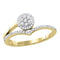 10kt Yellow Gold Womens Round Diamond Cluster Chevron Fashion Ring 1-4 Cttw-Gold & Diamond Cluster Rings-JadeMoghul Inc.