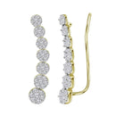 10kt Yellow Gold Women's Round Diamond Cluster Climber Earrings 1-2 Cttw - FREE Shipping (US/CAN)-Gold & Diamond Earrings-JadeMoghul Inc.