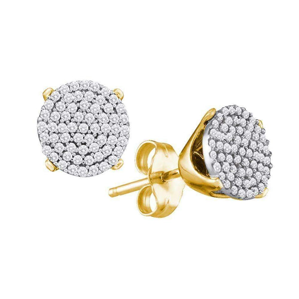 10kt Yellow Gold Women's Round Diamond Cluster Earrings 1-8 Cttw - FREE Shipping (USA/CAN)-Gold & Diamond Earrings-JadeMoghul Inc.