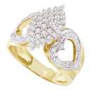 10kt Yellow Gold Women's Round Diamond Cluster Heart Ring 1/2 Cttw - FREE Shipping (US/CAN)-Gold & Diamond Cluster Rings-5-JadeMoghul Inc.