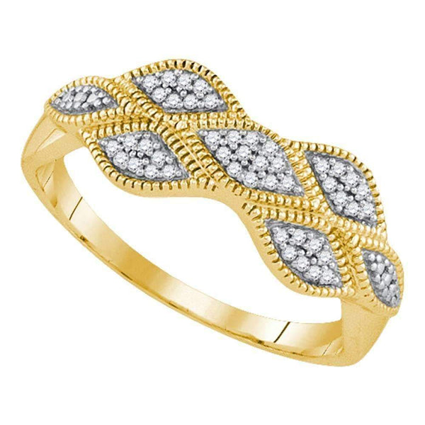 10kt Yellow Gold Women's Round Diamond Cluster Milgrain Band Ring 1-10 Cttw - FREE Shipping (US/CAN)-Gold & Diamond Bands-JadeMoghul Inc.