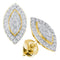 10kt Yellow Gold Women's Round Diamond Cluster Oval Stud Earrings 1-5 Cttw - FREE Shipping (USA/CAN)-Gold & Diamond Earrings-JadeMoghul Inc.