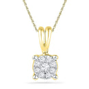 10kt Yellow Gold Womens Round Diamond Cluster Pendant 1-10 Cttw-Gold & Diamond Pendants & Necklaces-JadeMoghul Inc.