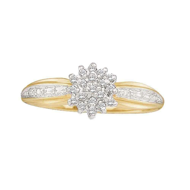 10kt Yellow Gold Women's Round Diamond Cluster Ring 1/10 Cttw - FREE Shipping (US/CAN)-Gold & Diamond Cluster Rings-5-JadeMoghul Inc.