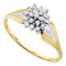 10kt Yellow Gold Women's Round Diamond Cluster Ring 1/10 Cttw - FREE Shipping (US/CAN)-Gold & Diamond Cluster Rings-5-JadeMoghul Inc.