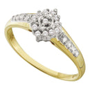 10kt Yellow Gold Women's Round Diamond Cluster Ring 1/10 Cttw - FREE Shipping (US/CAN)-Gold & Diamond Cluster Rings-5.5-JadeMoghul Inc.