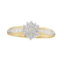 10kt Yellow Gold Women's Round Diamond Cluster Ring 1/10 Cttw - FREE Shipping (US/CAN)-Gold & Diamond Cluster Rings-5-JadeMoghul Inc.