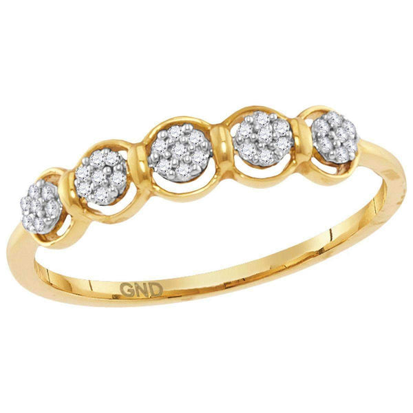 10kt Yellow Gold Women's Round Diamond Cluster Ring 1/10 Cttw - FREE Shipping (US/CAN)-Gold & Diamond Cluster Rings-5-JadeMoghul Inc.