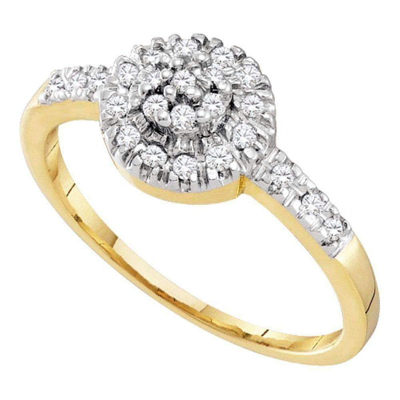 10kt Yellow Gold Women's Round Diamond Cluster Ring 1/5 Cttw - FREE Shipping (US/CAN)-Gold & Diamond Cluster Rings-5-JadeMoghul Inc.