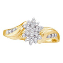 10kt Yellow Gold Women's Round Diamond Cluster Ring 1/8 Cttw - FREE Shipping (US/CAN)-Rings And Bands-10.5-JadeMoghul Inc.