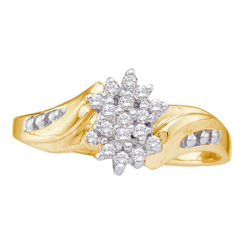 10kt Yellow Gold Women's Round Diamond Cluster Ring 1/8 Cttw - FREE Shipping (US/CAN)-Rings And Bands-10.5-JadeMoghul Inc.