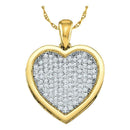 10kt Yellow Gold Women's Round Diamond Cluster Small Heart Love Pendant 1-20 Cttw - FREE Shipping (US/CAN)-Gold & Diamond Pendants & Necklaces-JadeMoghul Inc.