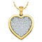 10kt Yellow Gold Women's Round Diamond Cluster Small Heart Love Pendant 1-20 Cttw - FREE Shipping (US/CAN)-Gold & Diamond Pendants & Necklaces-JadeMoghul Inc.