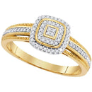 10kt Yellow Gold Women's Round Diamond Cluster Square Frame Milgrain Ring 1/6 Cttw - FREE Shipping (US/CAN)-Gold & Diamond Cluster Rings-5-JadeMoghul Inc.