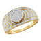 10kt Yellow Gold Women's Round Diamond Cluster Striped Bridal Wedding Engagement Ring 1-2 Cttw - FREE Shipping (USA/CAN)-Gold & Diamond Engagement & Anniversary Rings-JadeMoghul Inc.