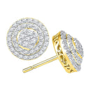 10kt Yellow Gold Women's Round Diamond Concentric Circle Layered Cluster Earrings 3-4 Cttw - FREE Shipping (USA/CAN)-Gold & Diamond Earrings-JadeMoghul Inc.