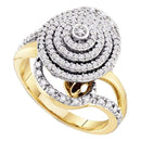 10kt Yellow Gold Women's Round Diamond Concentric Circle Layered Cluster Ring 1-2 Cttw - FREE Shipping (USA/CAN)-Gold & Diamond Cluster Rings-JadeMoghul Inc.