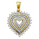 10kt Yellow Gold Women's Round Diamond Concentric Heart Pendant 1-3 Cttw - FREE Shipping (US/CAN)-Gold & Diamond Pendants & Necklaces-JadeMoghul Inc.