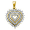 10kt Yellow Gold Women's Round Diamond Concentric Heart Pendant 1-3 Cttw - FREE Shipping (US/CAN)-Gold & Diamond Pendants & Necklaces-JadeMoghul Inc.