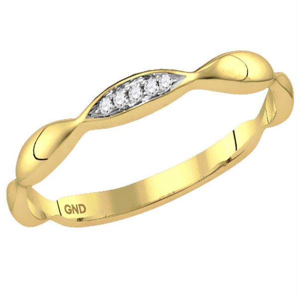 10kt Yellow Gold Womens Round Diamond Contour Stackable Band Ring .02 Cttw-Gold & Diamond Rings-5-JadeMoghul Inc.