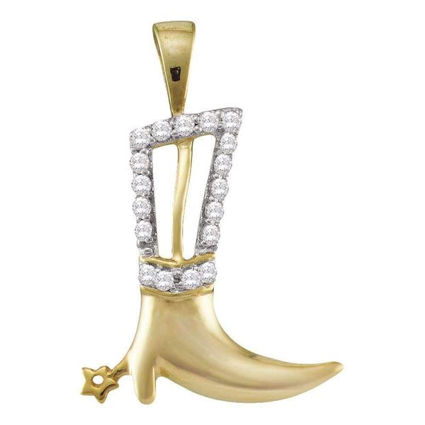 10kt Yellow Gold Women's Round Diamond Cowboy Boot Spurs Pendant 1-10 Cttw - FREE Shipping (US/CAN)-Gold & Diamond Pendants & Necklaces-JadeMoghul Inc.