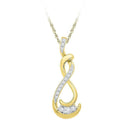 10kt Yellow Gold Women's Round Diamond Cradled 3-Stone Infinity Pendant 1-5 Cttw - FREE Shipping (US/CAN)-Gold & Diamond Pendants & Necklaces-JadeMoghul Inc.