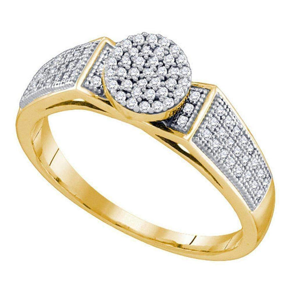 10kt Yellow Gold Women's Round Diamond Cradled Cluster Bridal Ring 1-4 Cttw - FREE Shipping (USA/CAN)-Gold & Diamond Engagement & Anniversary Rings-JadeMoghul Inc.