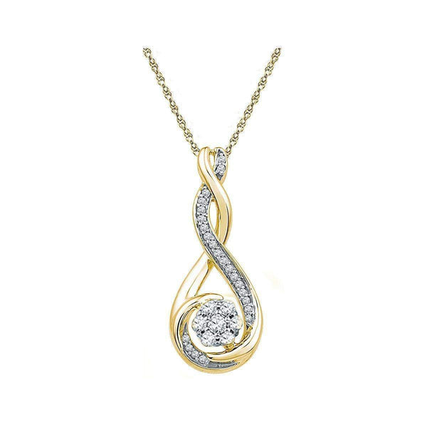 10kt Yellow Gold Women's Round Diamond Cradled Cluster Pendant 1-4 Cttw - FREE Shipping (US/CAN)-Gold & Diamond Pendants & Necklaces-JadeMoghul Inc.