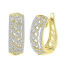 10kt Yellow Gold Women's Round Diamond Crisscrossed Openwork Hoop Earrings 3-4 Cttw - FREE Shipping (USA/CAN)-Gold & Diamond Earrings-JadeMoghul Inc.