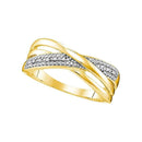 10kt Yellow Gold Women's Round Diamond Crossover Band Ring .02 Cttw - FREE Shipping (US/CAN)-Gold & Diamond Bands-5-JadeMoghul Inc.