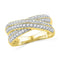 10kt Yellow Gold Women's Round Diamond Crossover Band Ring 1/2 Cttw - FREE Shipping (US/CAN)-Gold & Diamond Bands-5-JadeMoghul Inc.