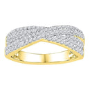 10kt Yellow Gold Women's Round Diamond Crossover Band Ring 1/2 Cttw - FREE Shipping (US/CAN)-Gold & Diamond Bands-5-JadeMoghul Inc.