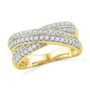 10kt Yellow Gold Women's Round Diamond Crossover Band Ring 1/2 Cttw - FREE Shipping (US/CAN)-Gold & Diamond Bands-5-JadeMoghul Inc.