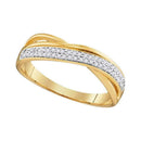 10kt Yellow Gold Women's Round Diamond Crossover Band Ring 1/8 Cttw - FREE Shipping (US/CAN)-Gold & Diamond Bands-5-JadeMoghul Inc.