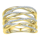 10kt Yellow Gold Women's Round Diamond Crossover Open Strand Band 1-4 Cttw - FREE Shipping (US/CAN)-Gold & Diamond Bands-JadeMoghul Inc.