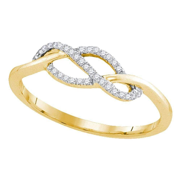 10kt Yellow Gold Women's Round Diamond Crossover Strand Ring 1/10 Cttw - FREE Shipping (US/CAN)-Rings And Bands-5-JadeMoghul Inc.