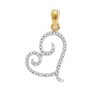 10kt Yellow Gold Women's Round Diamond Curled Heart Pendant 1-10 Cttw - FREE Shipping (US/CAN)-Gold & Diamond Pendants & Necklaces-JadeMoghul Inc.