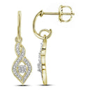 10kt Yellow Gold Women's Round Diamond Dangle Oval Earrings 1-6 Cttw - FREE Shipping (US/CAN)-Gold & Diamond Earrings-JadeMoghul Inc.