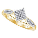 10kt Yellow Gold Women's Round Diamond Diagonal Square Cluster Ring 1/5 Cttw - FREE Shipping (US/CAN)-Gold & Diamond Cluster Rings-5-JadeMoghul Inc.