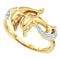 10kt Yellow Gold Womens Round Diamond Double Dolphin Accent Ring 1/20 Cttw - FREE Shipping (US/CAN)-Gold & Diamond Rings-5-JadeMoghul Inc.