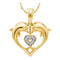 10kt Yellow Gold Women's Round Diamond Double Dolphin Heart Pendant .03 Cttw - FREE Shipping (US/CAN)-Gold & Diamond Pendants & Necklaces-JadeMoghul Inc.