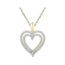 10kt Yellow Gold Women's Round Diamond Double Frame Heart Pendant 1-2 Cttw - FREE Shipping (US/CAN)-Gold & Diamond Pendants & Necklaces-JadeMoghul Inc.