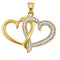 10kt Yellow Gold Women's Round Diamond Double Joined Heart Pendant 1-10 Cttw - FREE Shipping (US/CAN)-Gold & Diamond Pendants & Necklaces-JadeMoghul Inc.