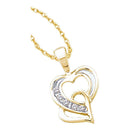 10kt Yellow Gold Women's Round Diamond Double Joined Heart Pendant 1-20 Cttw - FREE Shipping (US/CAN)-Gold & Diamond Pendants & Necklaces-JadeMoghul Inc.