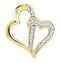 10kt Yellow Gold Womens Round Diamond Double Linked Heart Pendant 1-20 Cttw-Gold & Diamond Pendants & Necklaces-JadeMoghul Inc.
