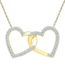10kt Yellow Gold Womens Round Diamond Double Linked Heart Pendant 1-6 Cttw-Gold & Diamond Pendants & Necklaces-JadeMoghul Inc.