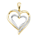 10kt Yellow Gold Women's Round Diamond Double Nested Heart Pendant 1-10 Cttw - FREE Shipping (US/CAN)-Gold & Diamond Pendants & Necklaces-JadeMoghul Inc.